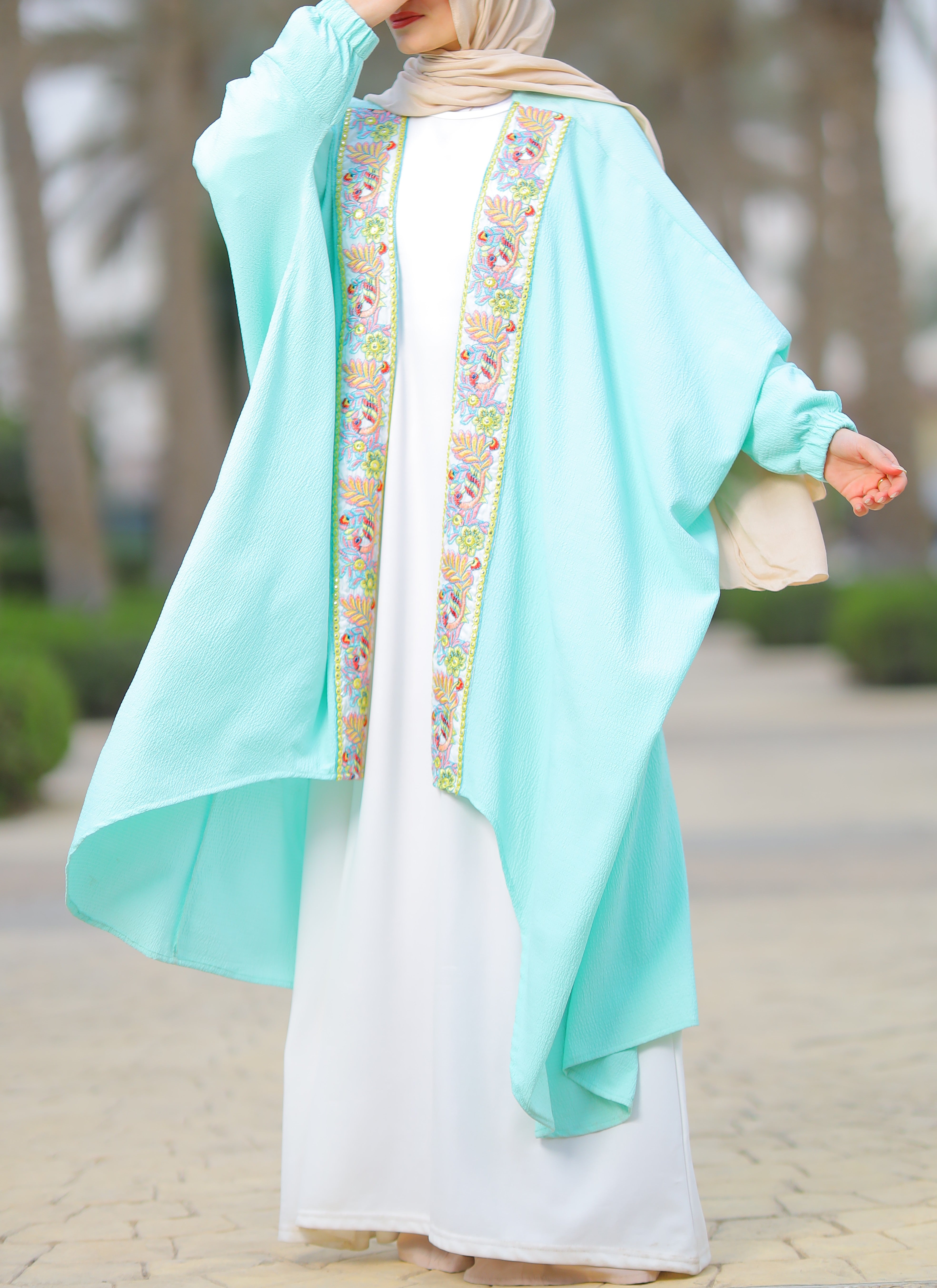 Colorful Cascade High-Low Kaftan - Emalina Fashion