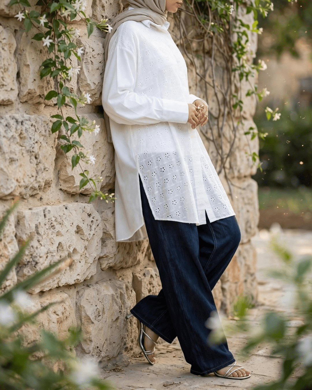 Two-Tone Lace Harmony Shirt - Emalina Fashion
