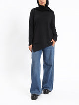 Pointelle Long - Sleeve Basic Top - Emalina Fashion