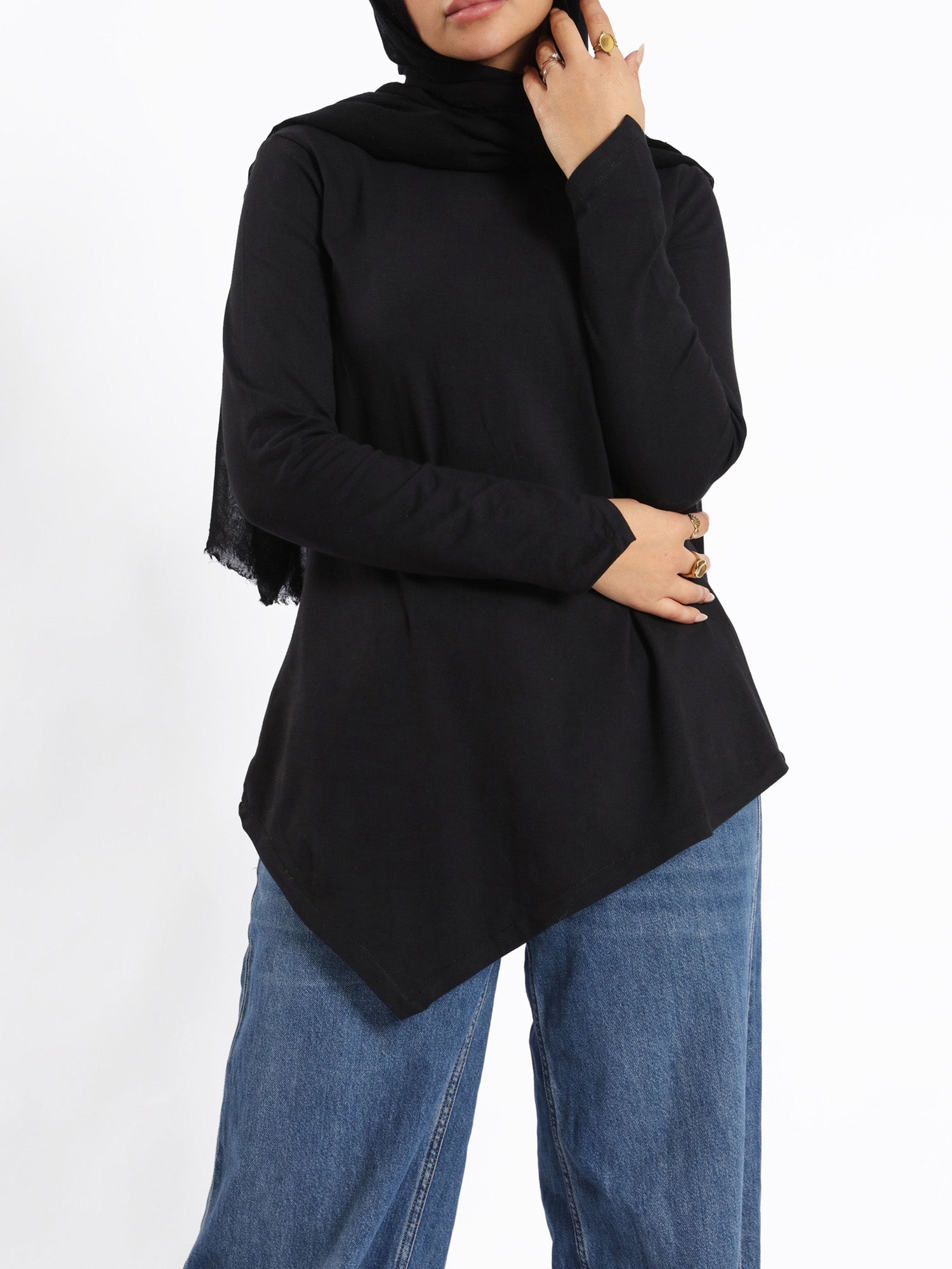 Pointelle Long - Sleeve Basic Top - Emalina Fashion