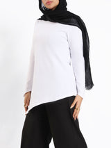 Pointelle Long - Sleeve Basic Top - Emalina Fashion