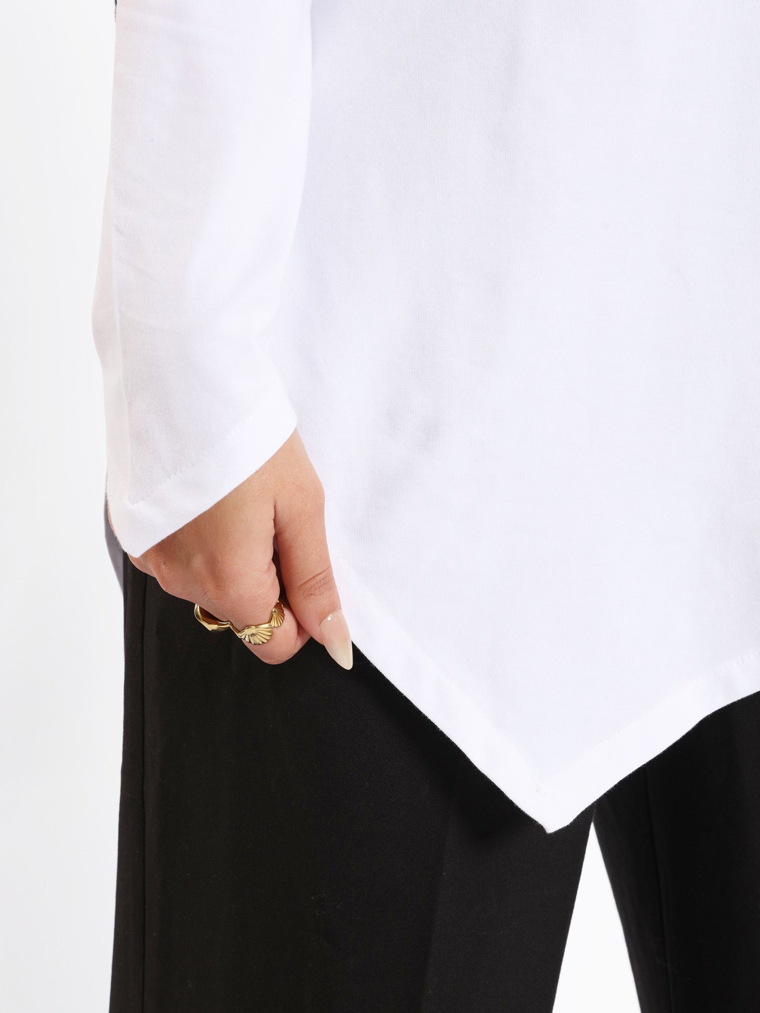 Pointelle Long - Sleeve Basic Top - Emalina Fashion