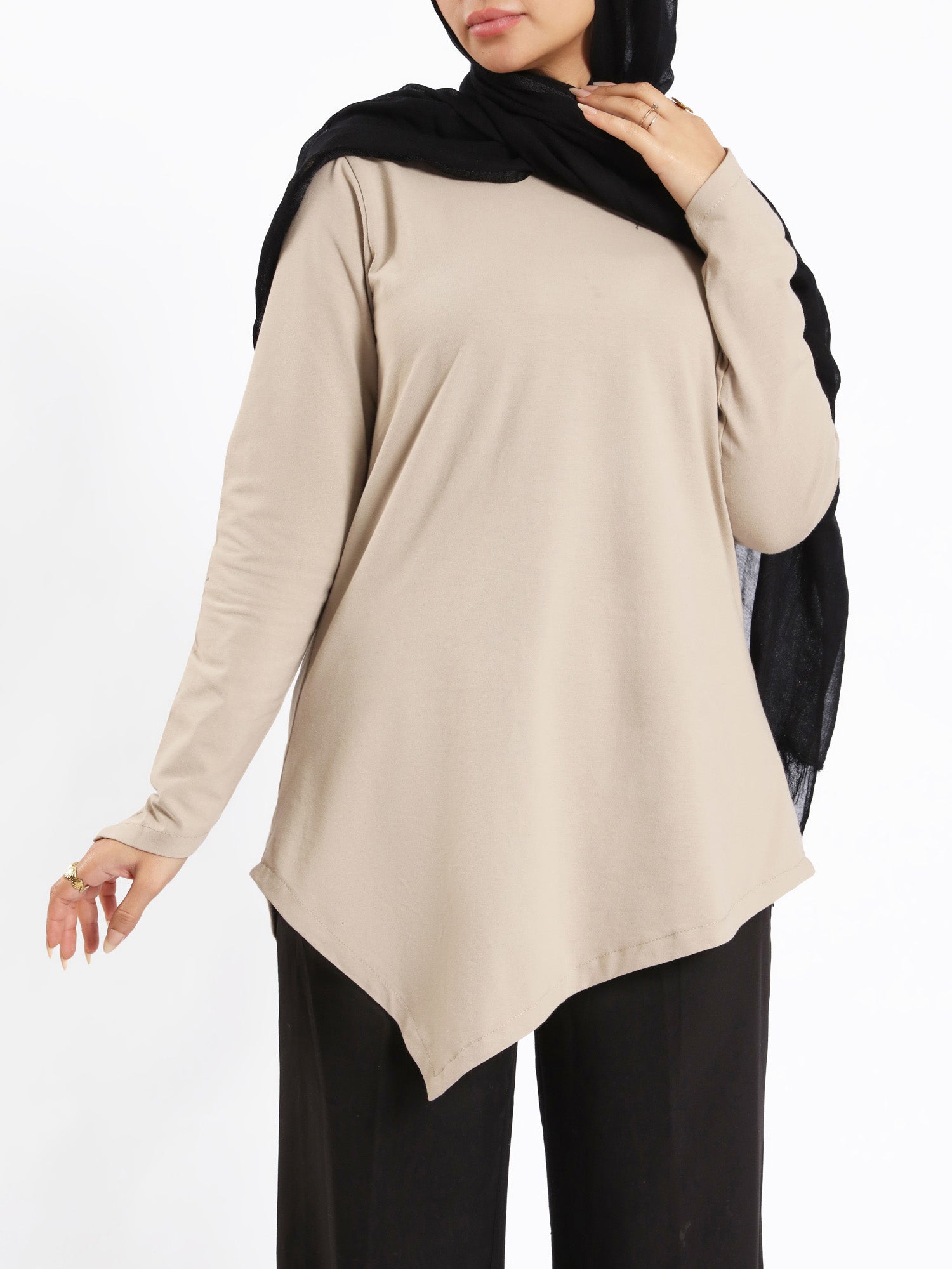 Pointelle Long - Sleeve Basic Top - Emalina Fashion