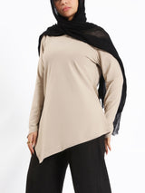 Pointelle Long - Sleeve Basic Top - Emalina Fashion