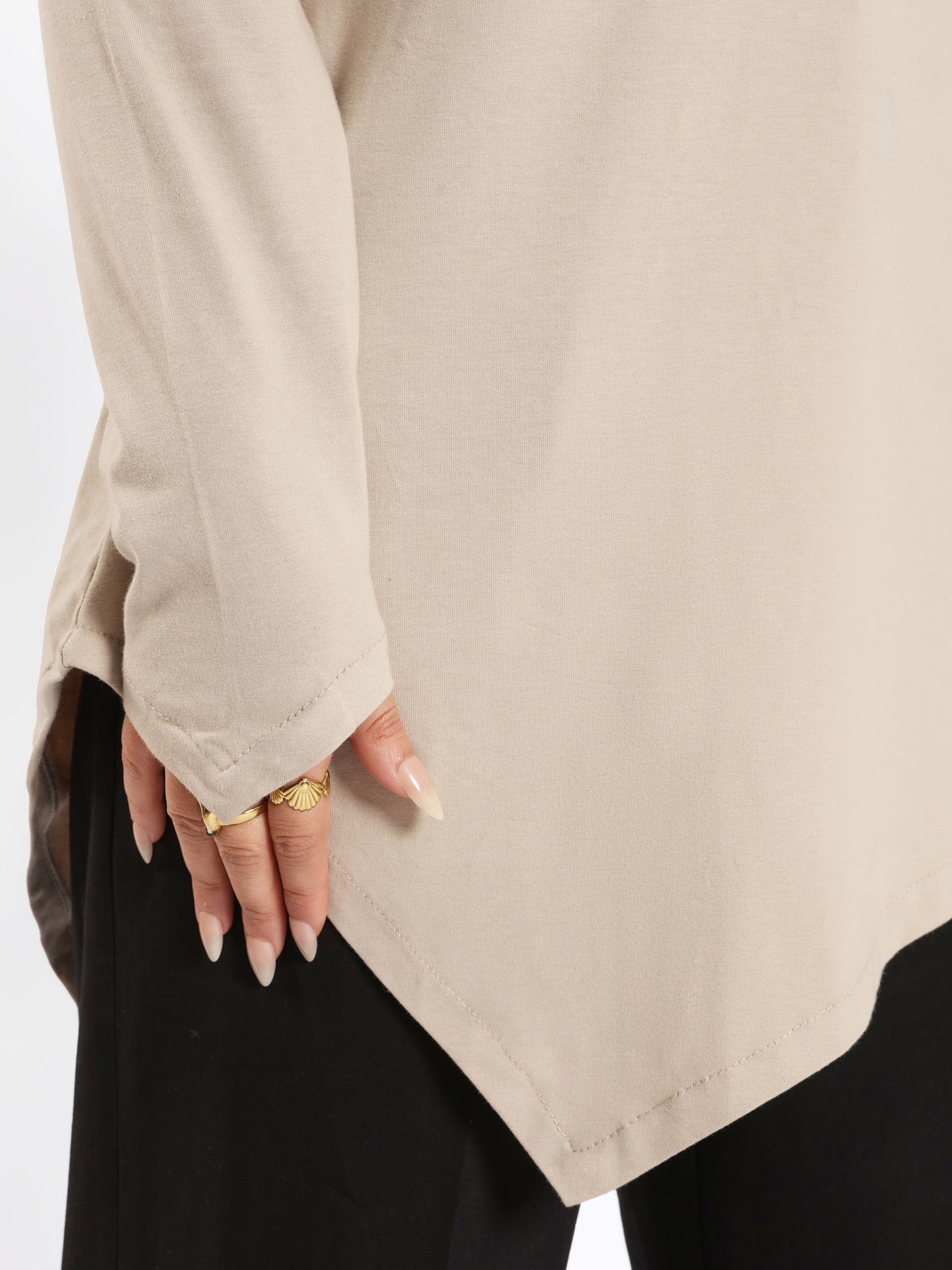 Pointelle Long - Sleeve Basic Top - Emalina Fashion