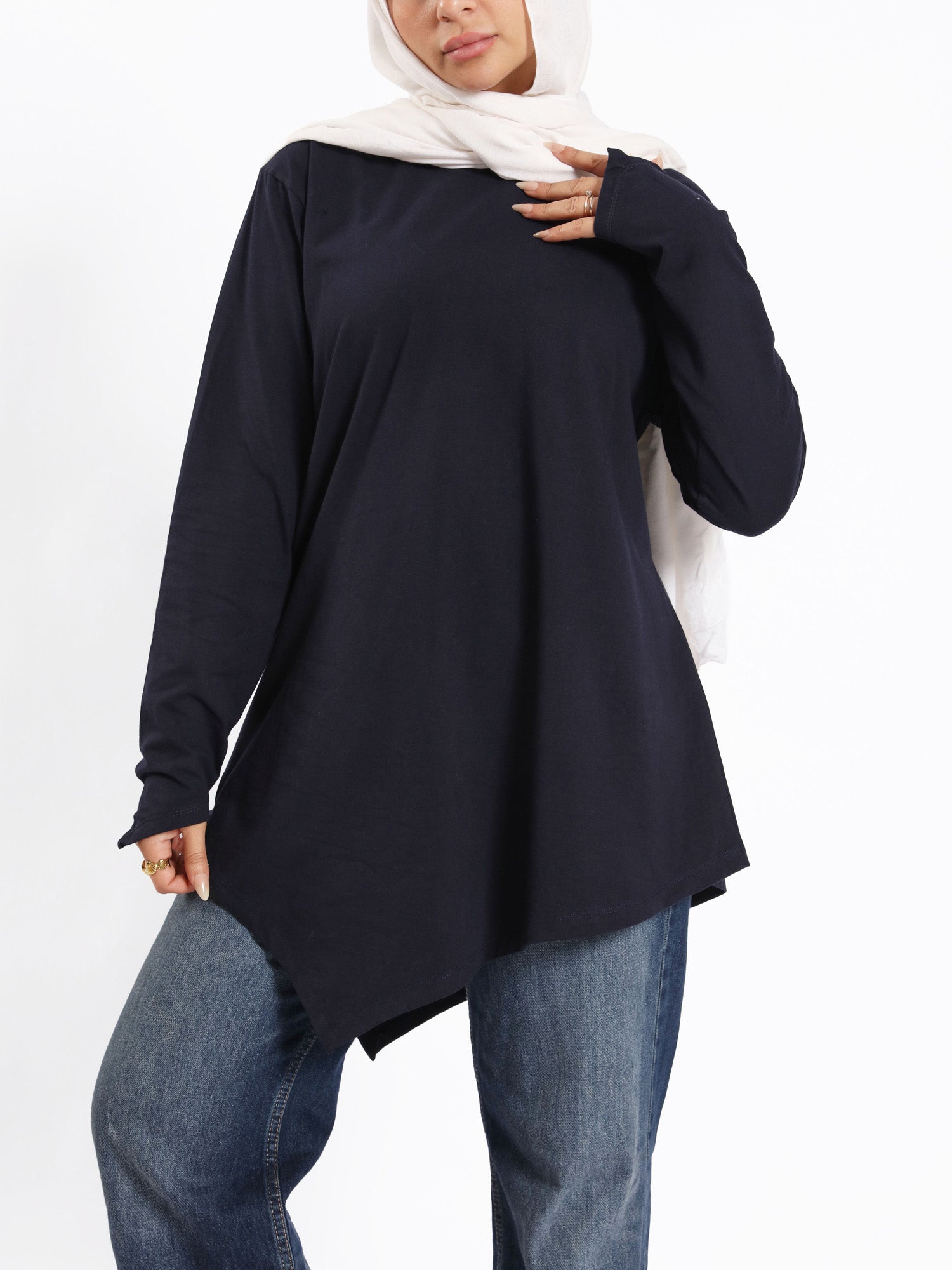 Pointelle Long - Sleeve Basic Top - Emalina Fashion