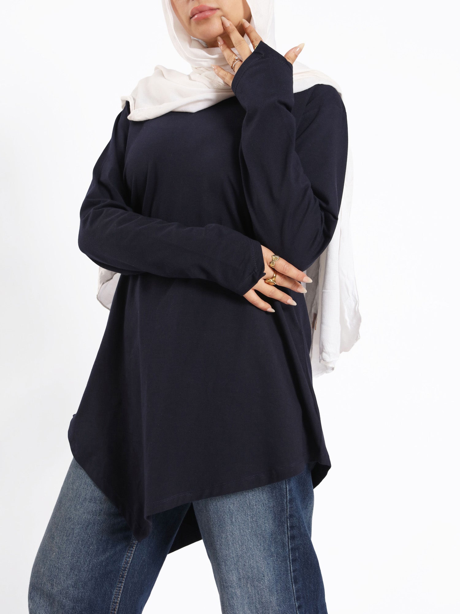 Pointelle Long - Sleeve Basic Top - Emalina Fashion
