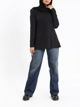 Rounda Long - Sleeve Basic Top - Emalina Fashion