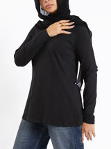 Rounda Long - Sleeve Basic Top - Emalina Fashion