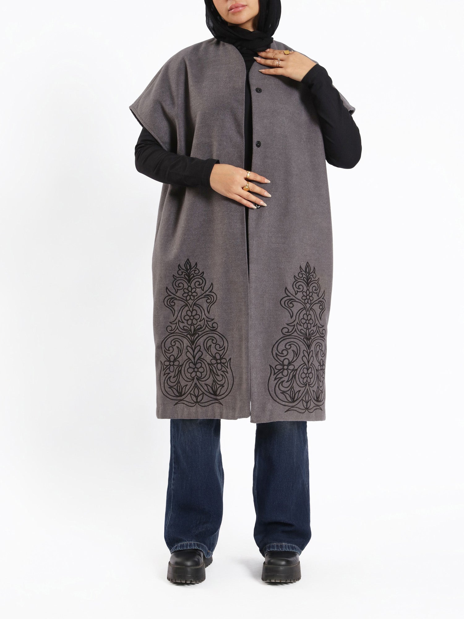 Royal Embroidered Wool Poncho