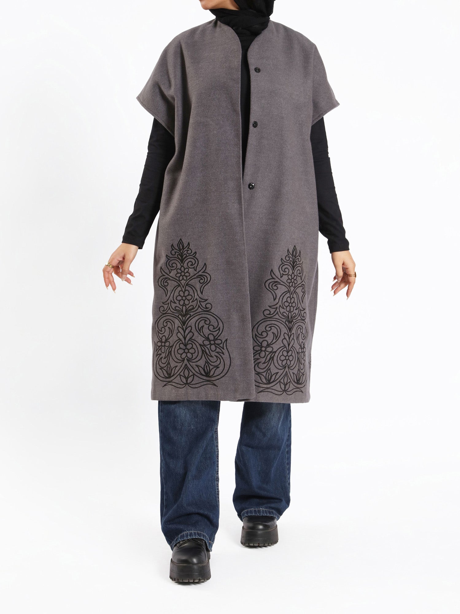 Royal Embroidered Wool Poncho