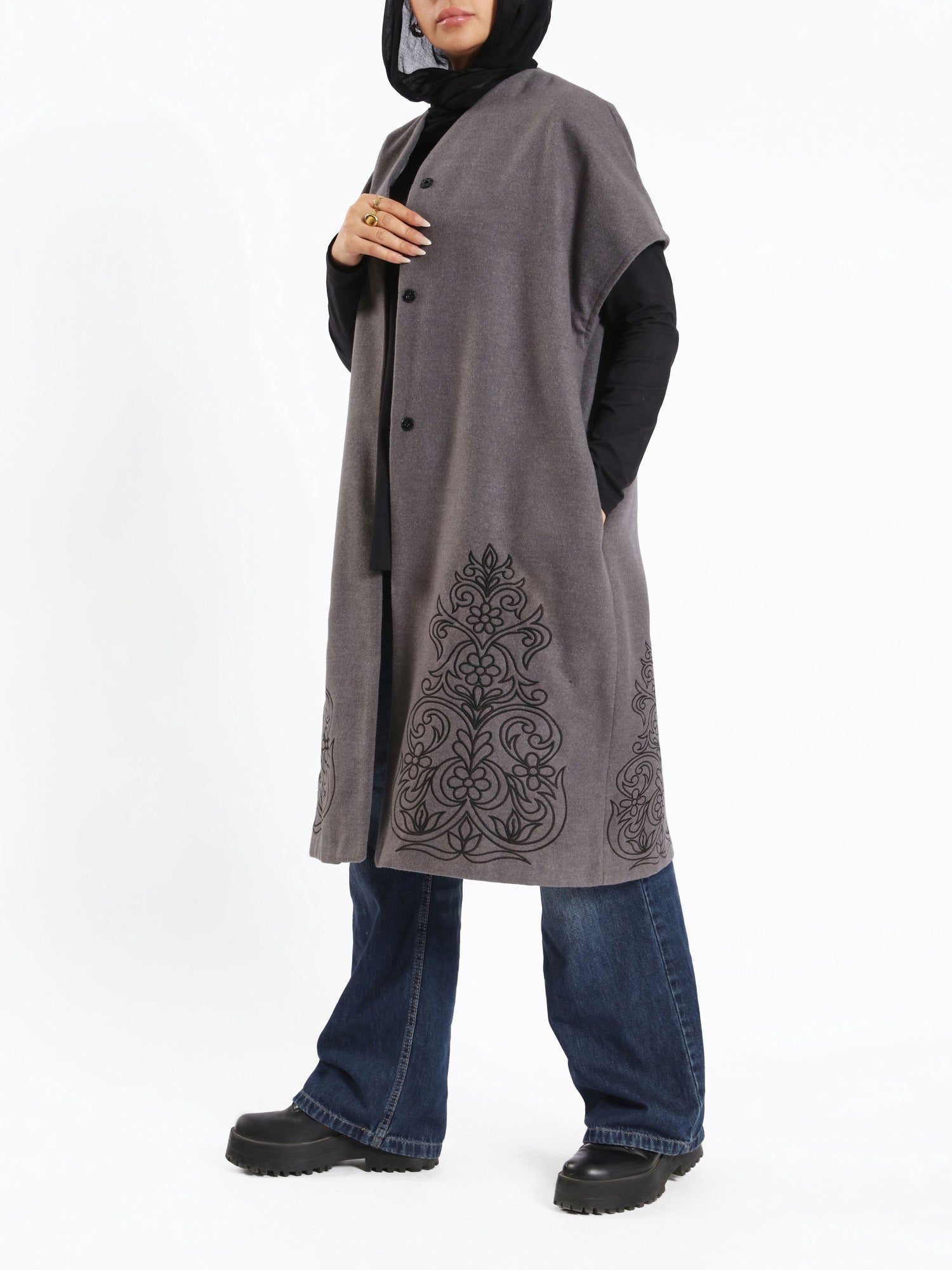 Royal Embroidered Wool Poncho