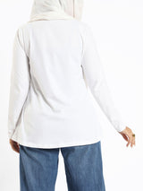 Rounda Long - Sleeve Basic Top - Emalina Fashion