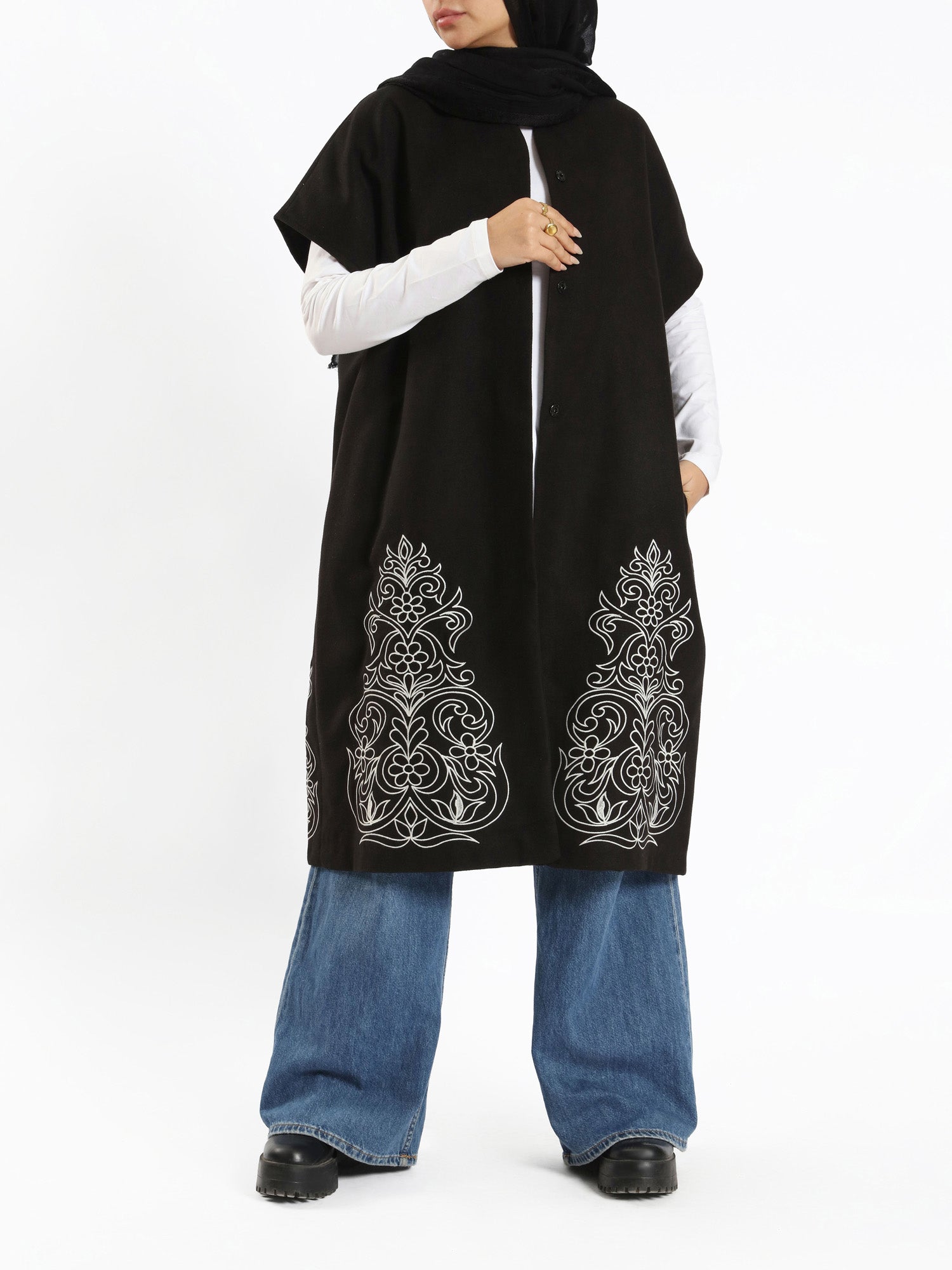 Royal Embroidered Wool Poncho