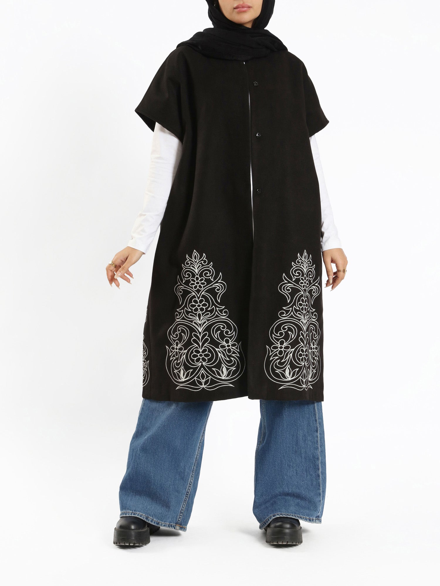 Royal Embroidered Wool Poncho