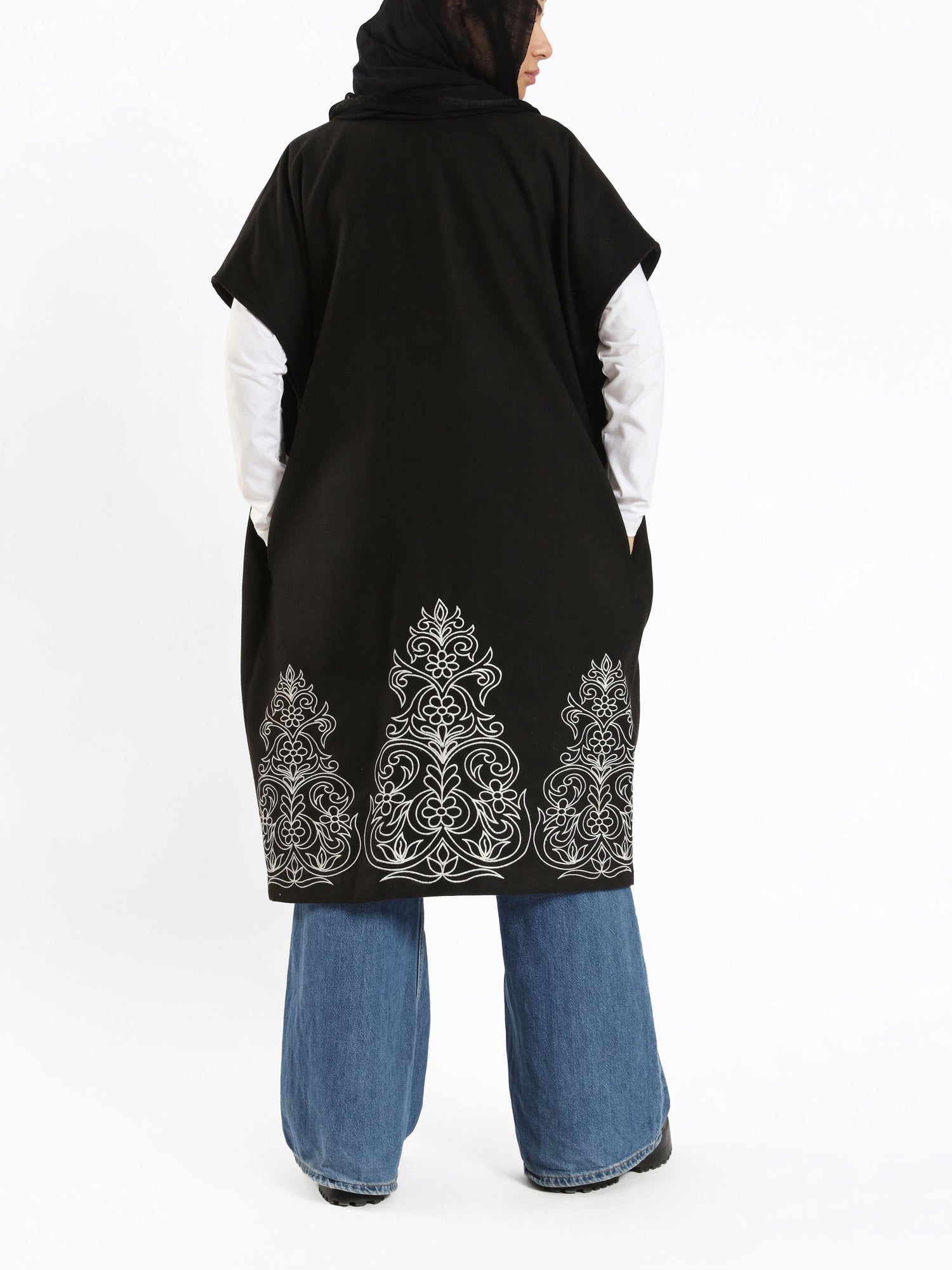 Royal Embroidered Wool Poncho