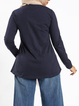 Rounda Long - Sleeve Basic Top - Emalina Fashion