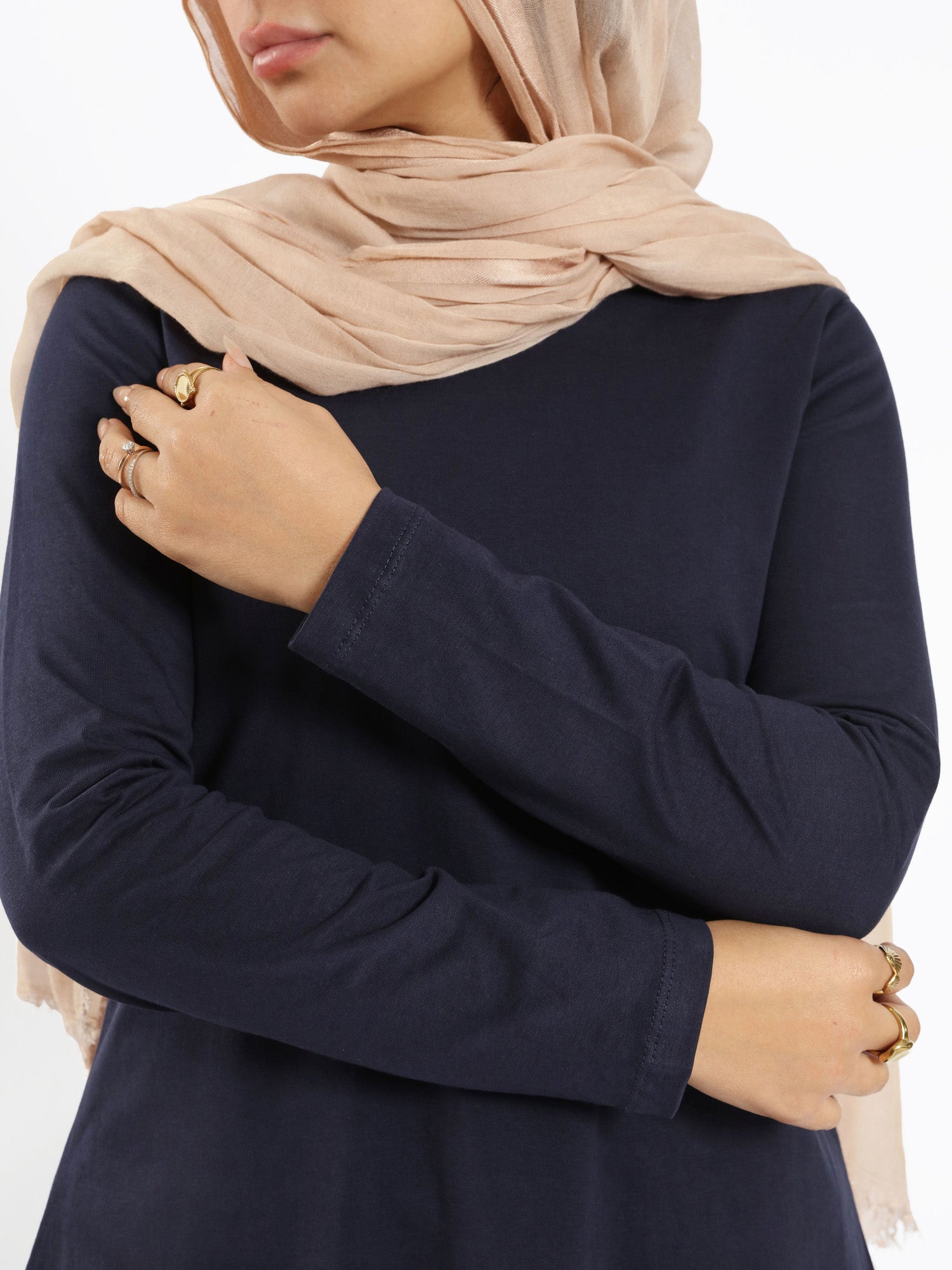 Rounda Long - Sleeve Basic Top - Emalina Fashion