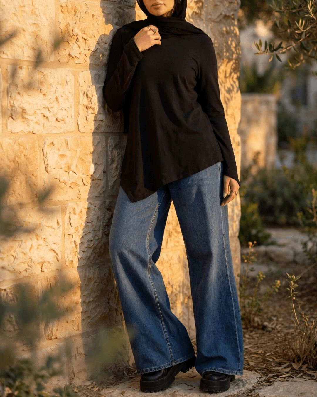 Pointelle Long-Sleeve Basic Top - Emalina Fashion