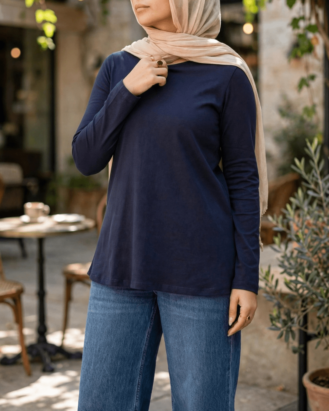 Rounda Long-Sleeve Basic Top - Emalina Fashion