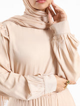 A-Line Elegance Set in samba silk blend with button blouse and skirt, a modest summer outfit in navy, white, or beige