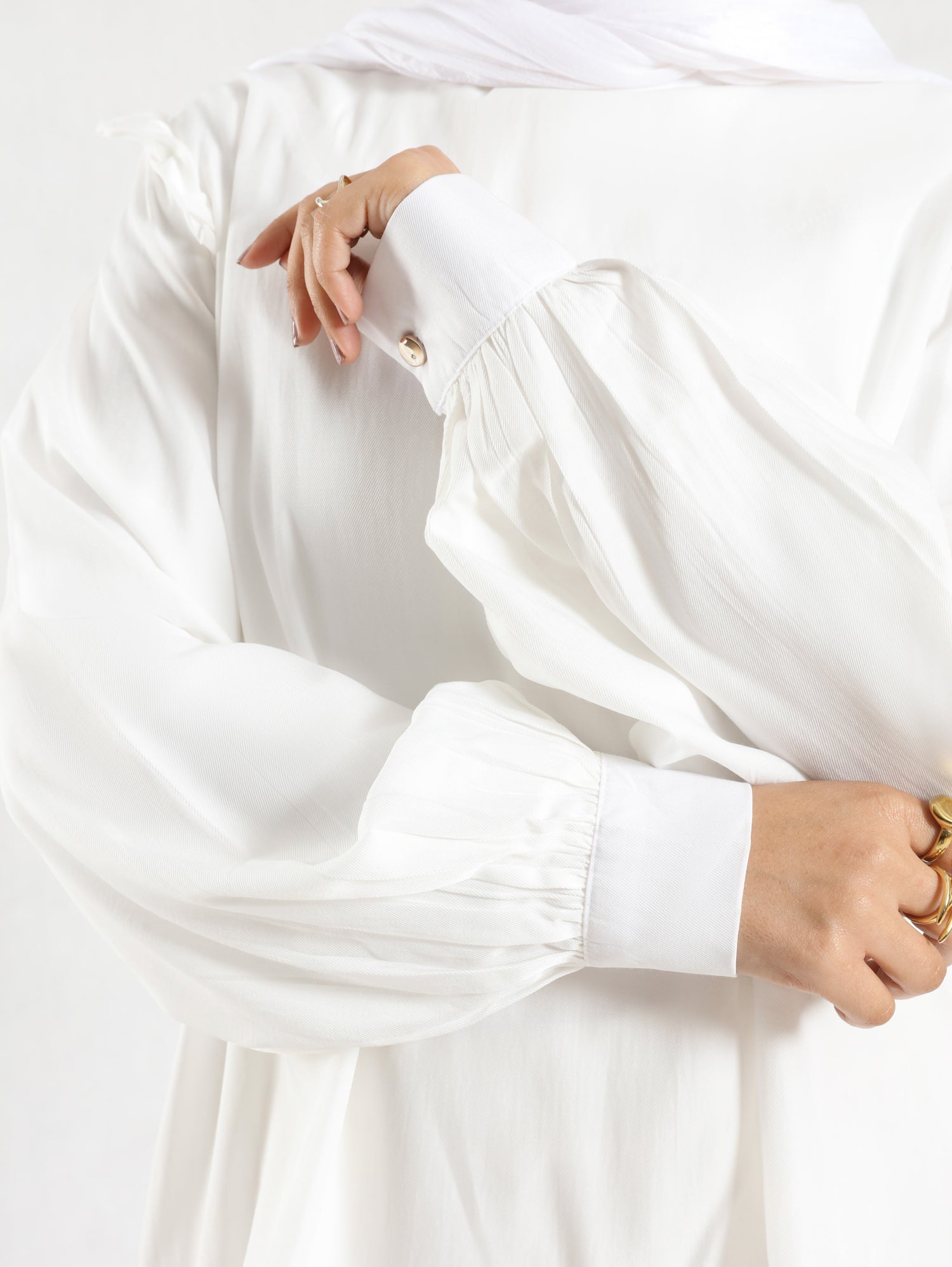 A-Line Elegance Set in samba silk blend with button blouse and skirt, a modest summer outfit in navy, white, or beige