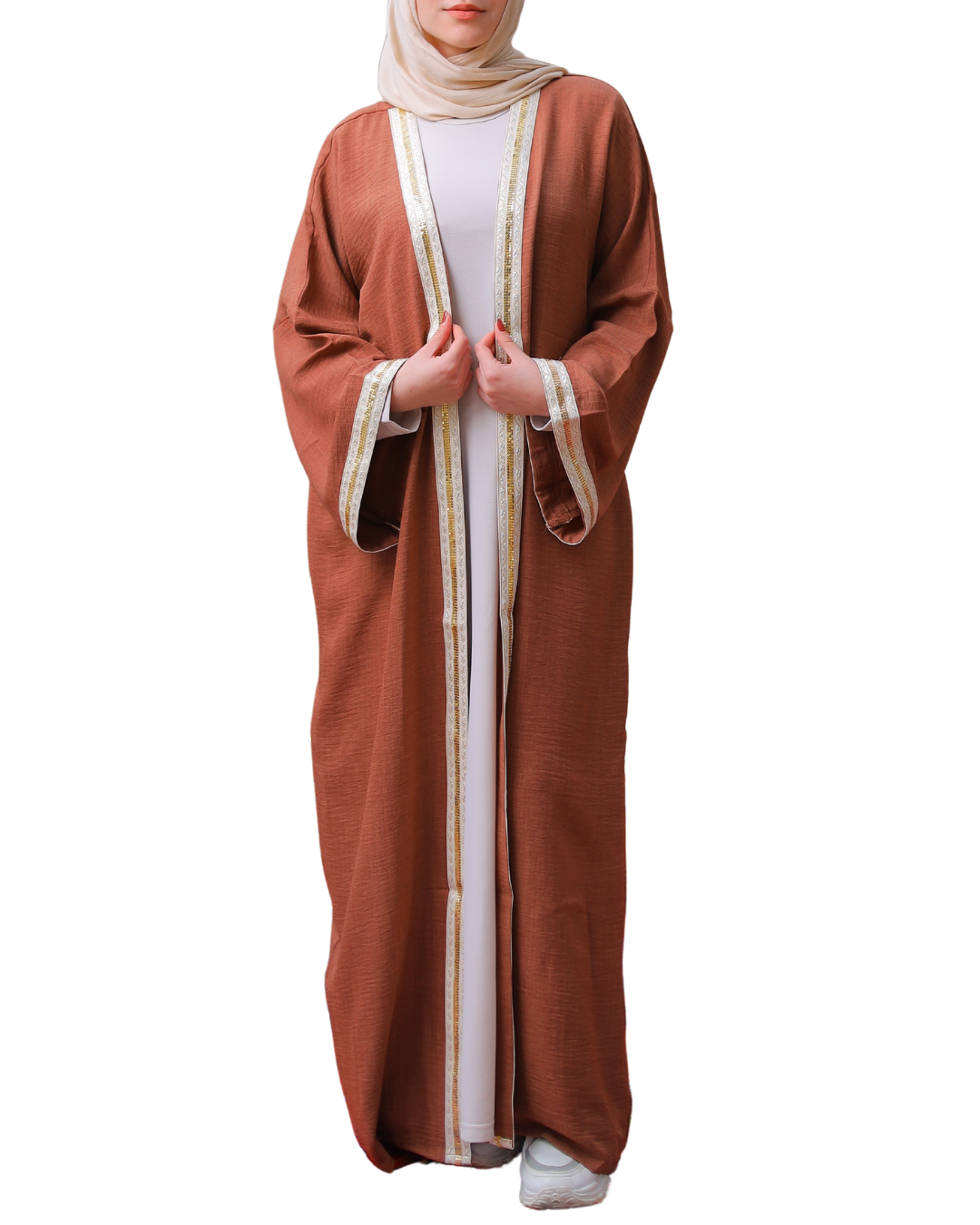 Arabian Nights Kaftan in Turkish linen-cotton blend, free-size silhouette designed for breathability and elegant modest wear