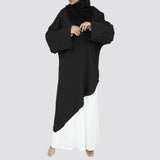 Asymmetrical Cascading Top in smooth crepe with one-sided floral print and draped silhouette, a playful free-size blouse in beige, black, mauve, or lime green