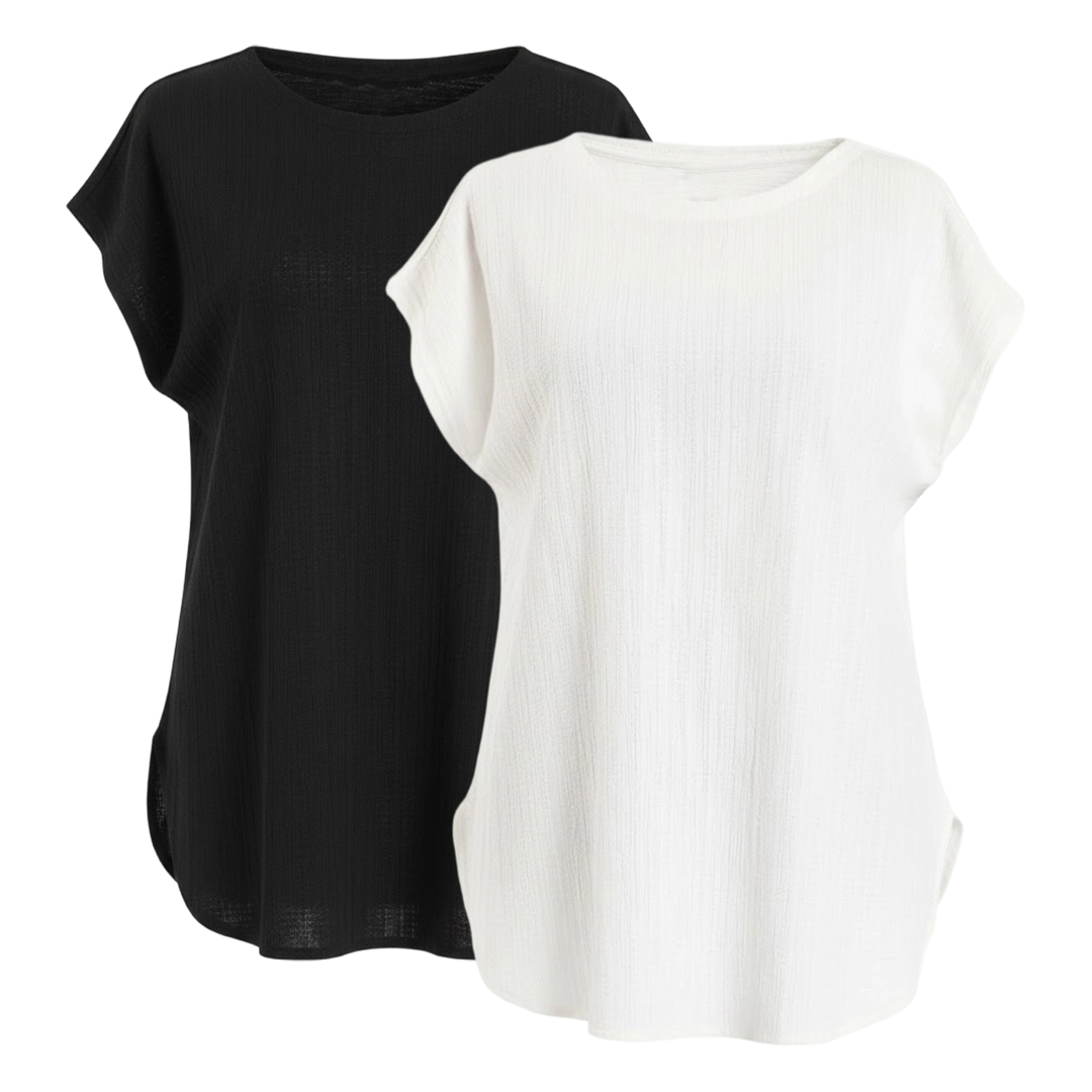 Soft Curve Short-Sleeve Basic Top Bundle