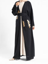 Bedouin Blossom Kaftan with flowing silhouette and free-size fit, designed for modest everyday comfort and effortless style