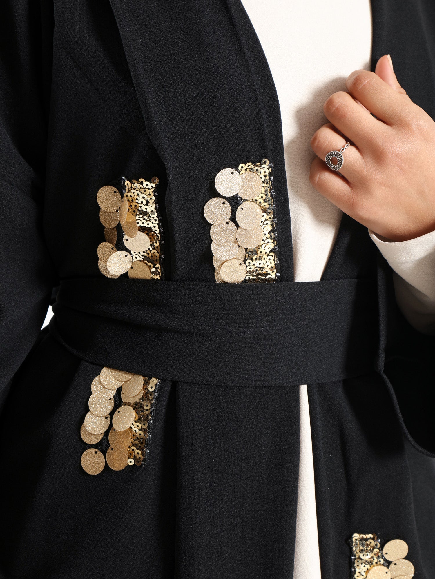 Bedouin Blossom Kaftan with flowing silhouette and free-size fit, designed for modest everyday comfort and effortless style