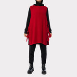 Bow Tie Vest in TR fabric with longline cut and chic side bows, an easy-to-style layering piece in green, black, red, or beige