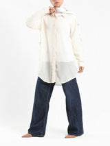 Chiffon Button Down Shirt in off white, black, or white—lightweight and polished, a wardrobe essential for effortless sophistication