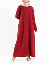 Burgundy Long-sleeve maxi dress – modest fashion wear