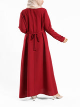 Burgundy Long-sleeve maxi dress – modest fashion wear