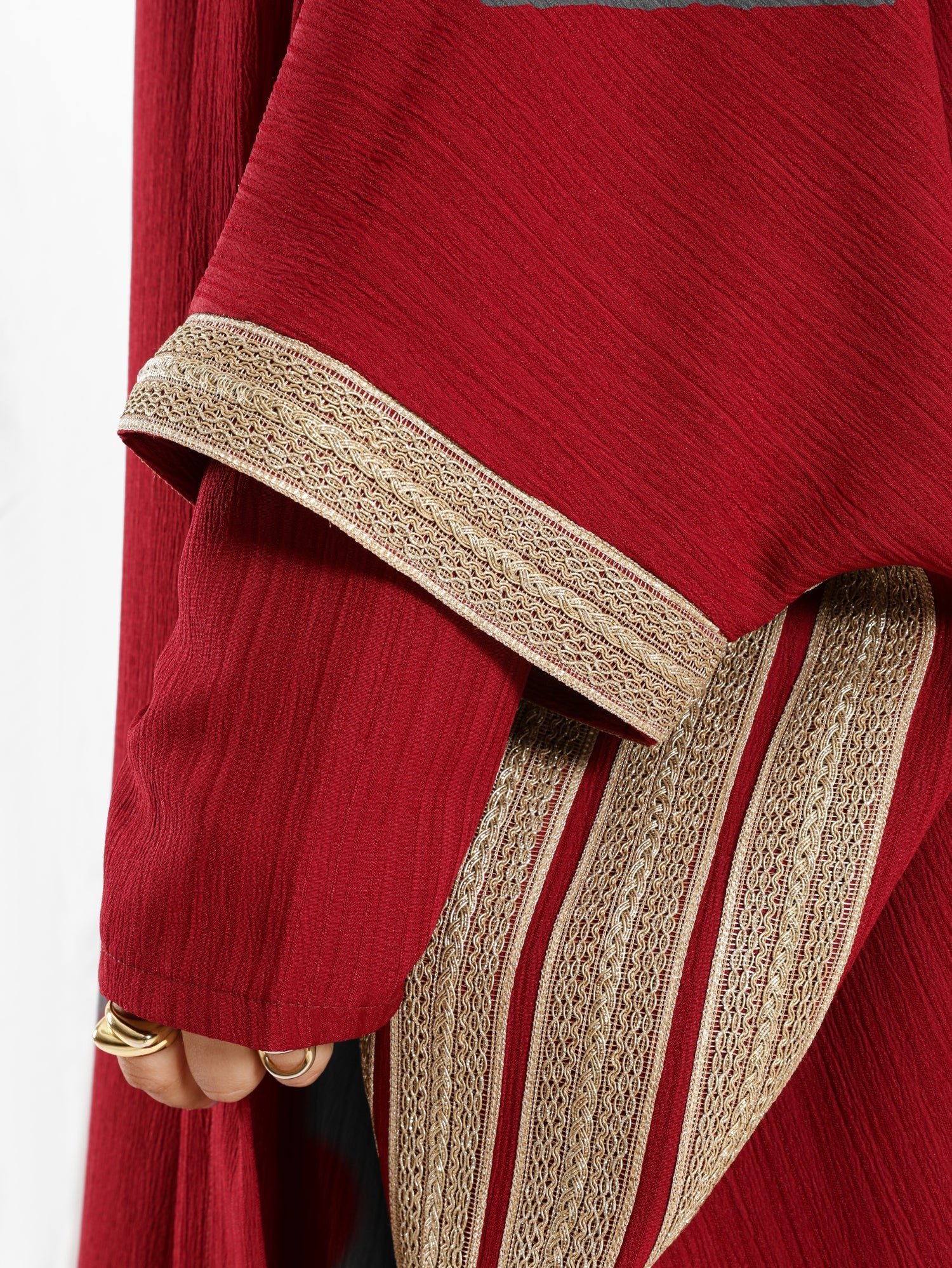 Burgundy kaftan with gold detailing – elegant modest fashion collection