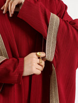 Burgundy kaftan with gold detailing – elegant modest fashion collection