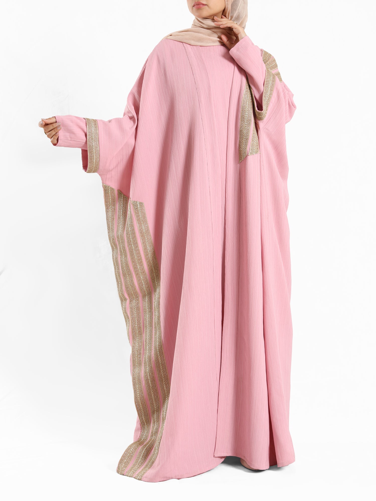 Rose kaftan with gold detailing – elegant modest fashion collection