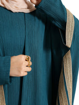 Royal Green kaftan with gold detailing – elegant modest fashion collection