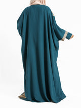 Royal Green kaftan with gold detailing – elegant modest fashion collection