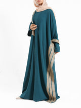 Royal Green kaftan with gold detailing – elegant modest fashion collection