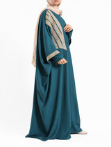 Royal Green kaftan with gold detailing – elegant modest fashion collection