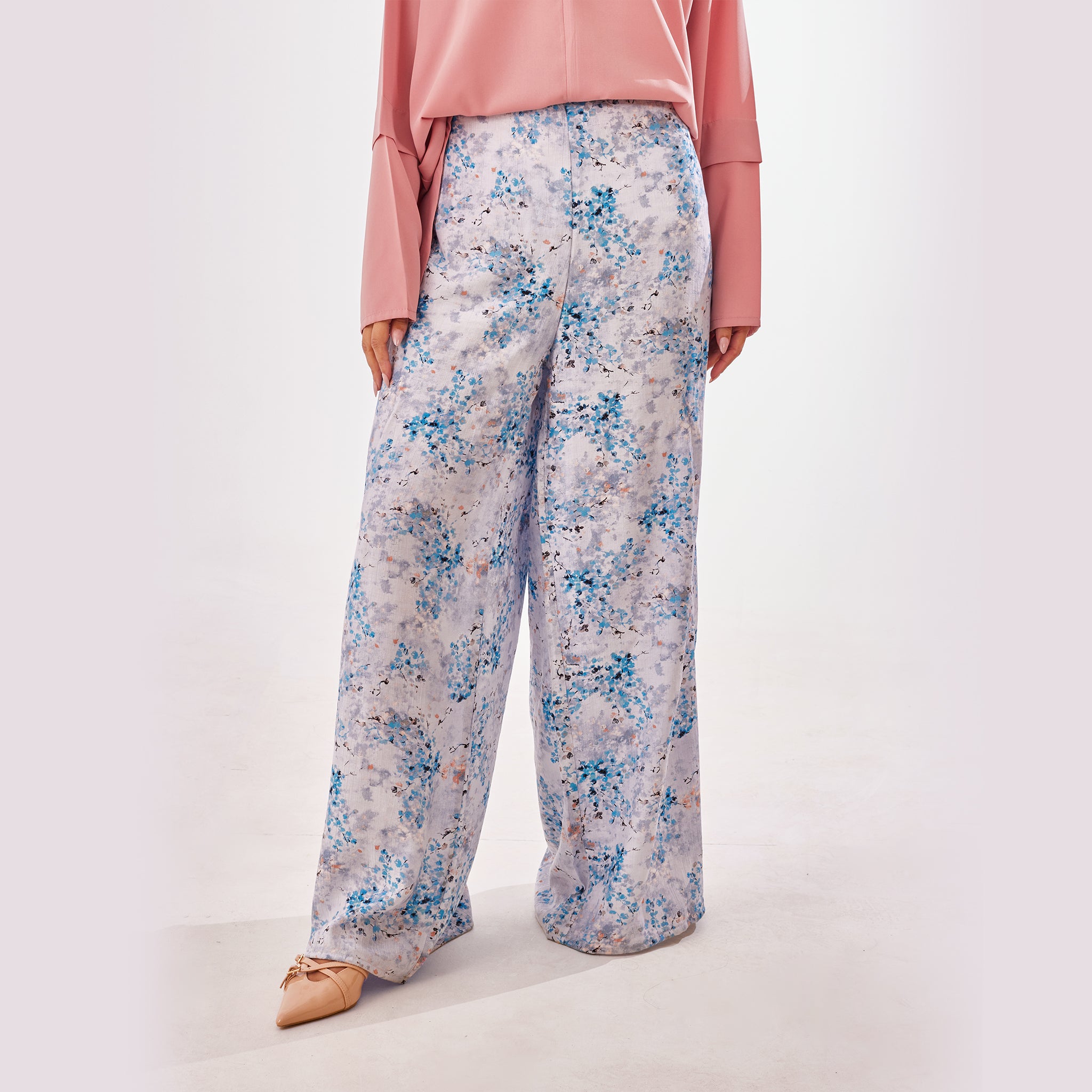 Blooming Linen Wide-Leg Pants - Emalina Fashion