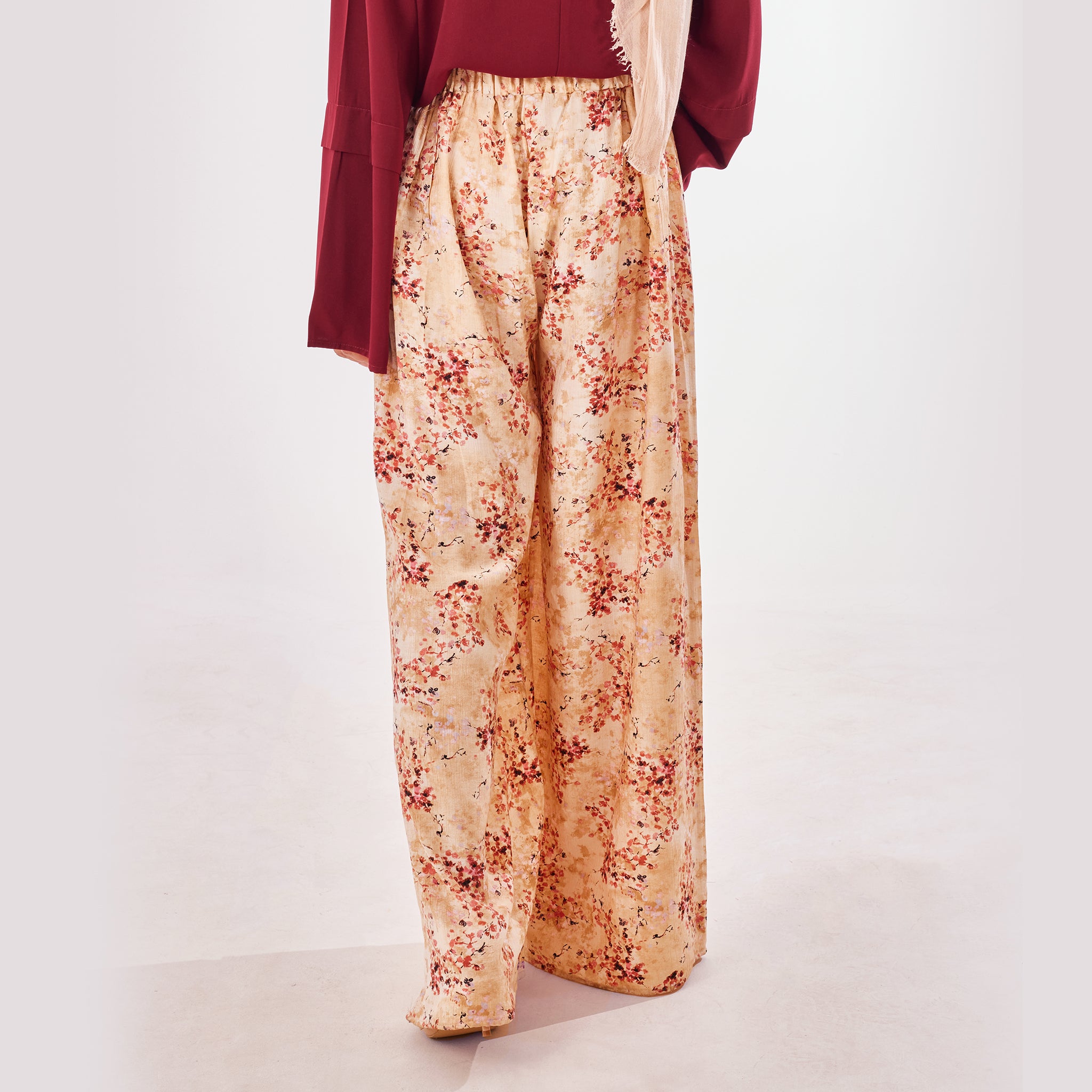 Blooming Linen Wide-Leg Pants - Emalina Fashion
