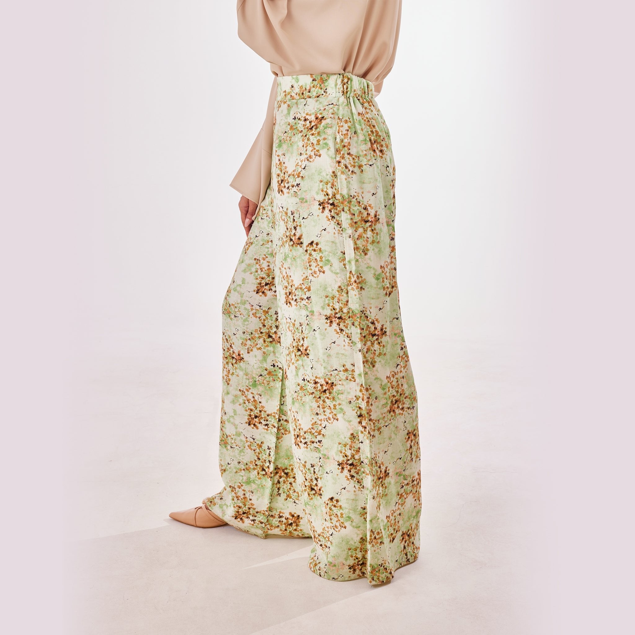 Blooming Linen Wide-Leg Pants - Emalina Fashion