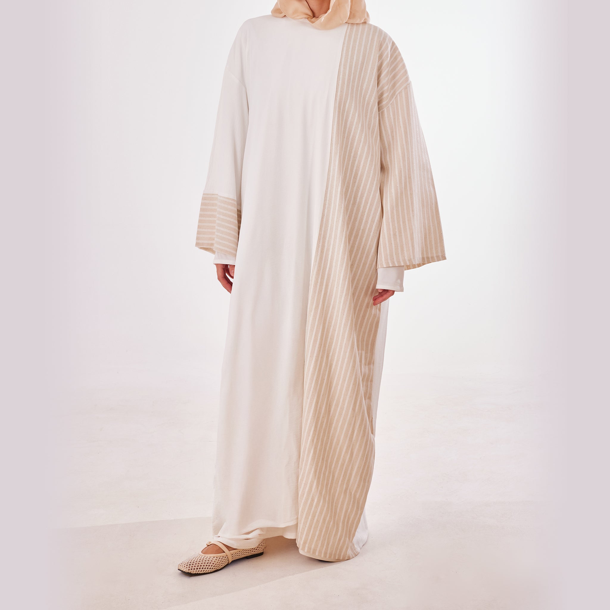 White Latte Abaya - Emalina Fashion
