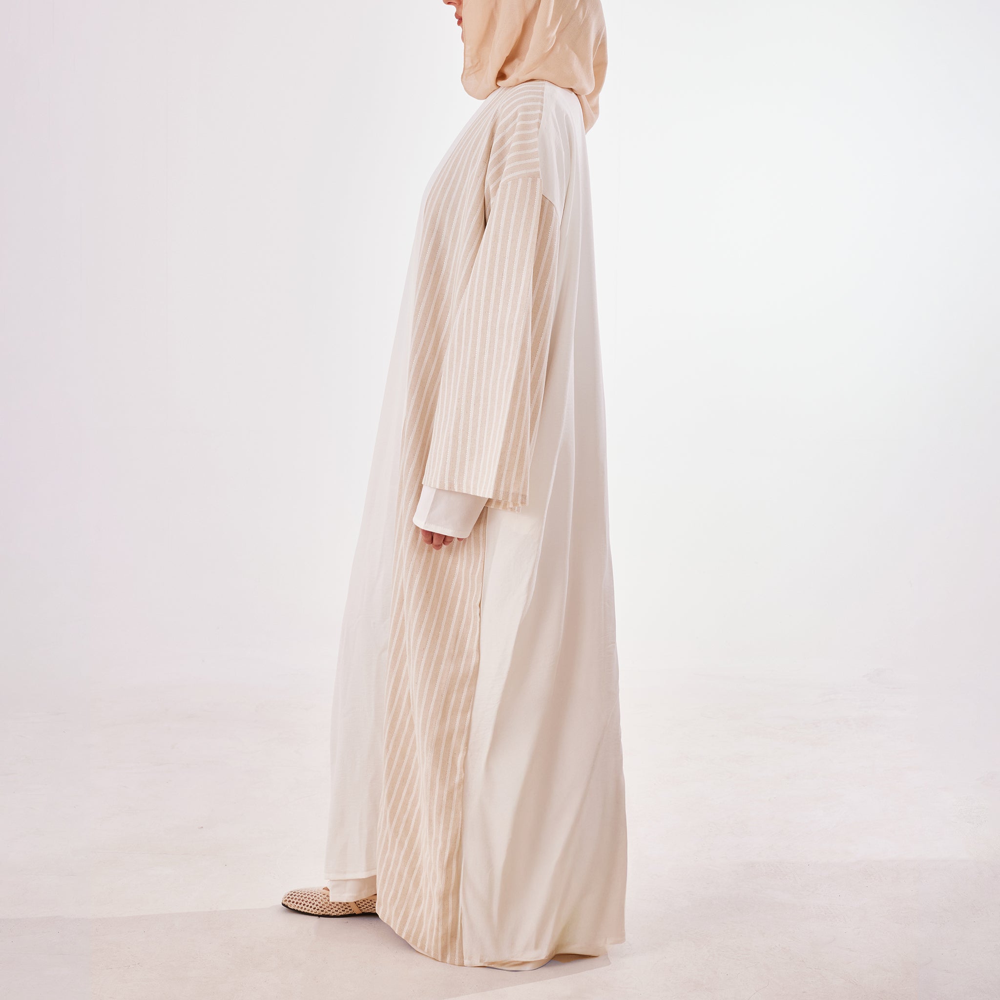 White Latte Abaya - Emalina Fashion