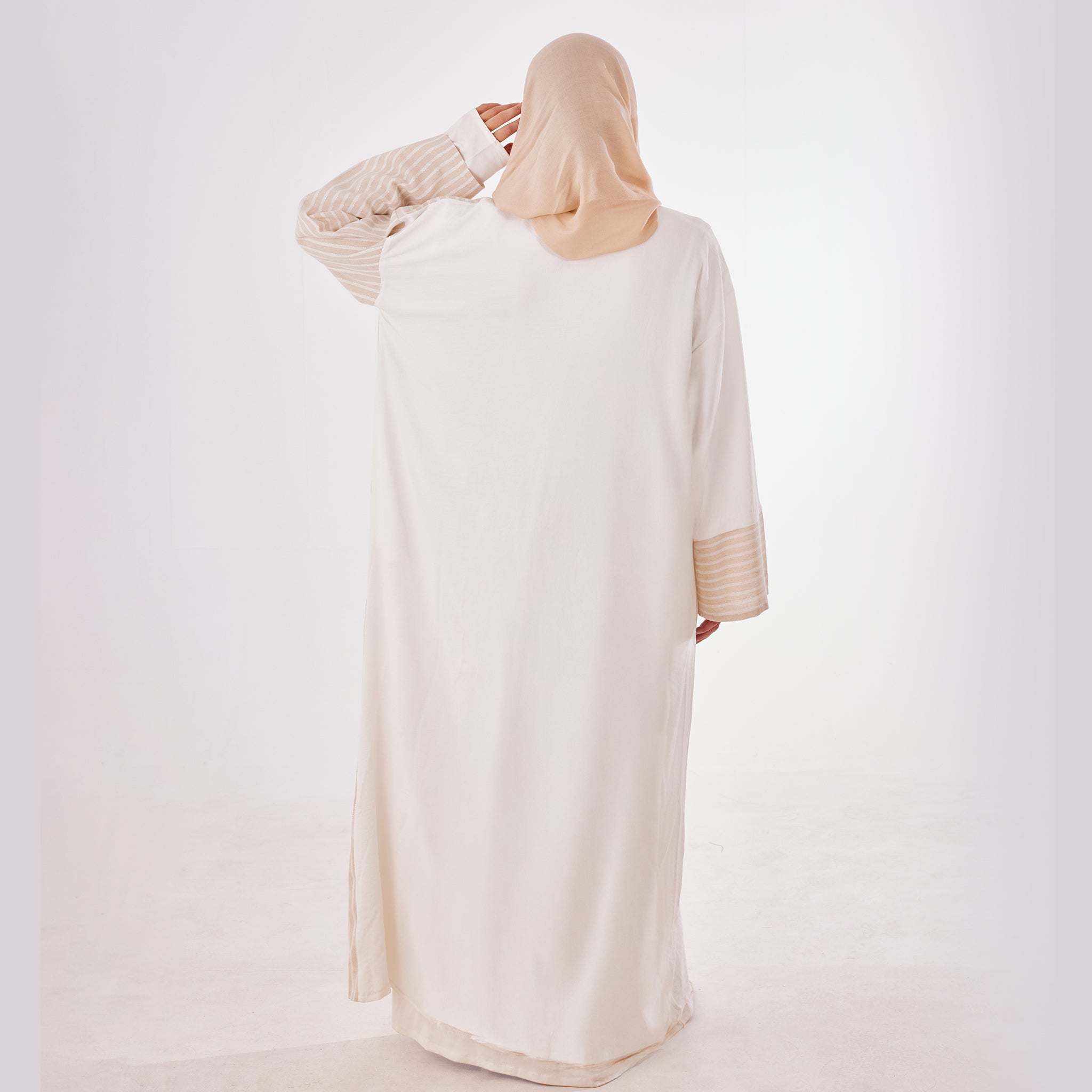 White Latte Abaya - Emalina Fashion