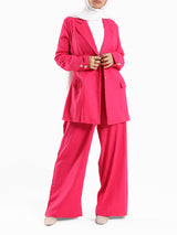 Executive Bloom Linen Jacket in 100% linen, a tailored modest piece in beige or pink for workwear or elegant summer events