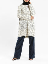 Floral Top in soft crib fabric with long sleeves, available in black or white for modest summer layering